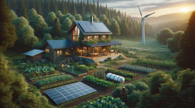 off-grid living with home and yard