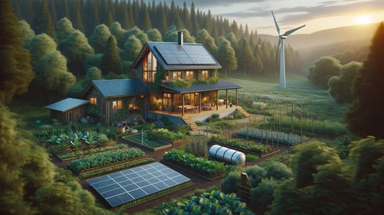 off-grid living with home and yard